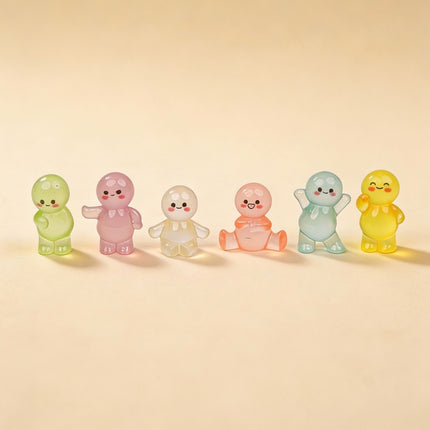 Glow Buddies - Decorative Miniature Figures - Glow in the dark - 6 pcs - ↑ 3 cm