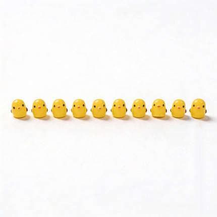 Little Chicks Class – Set of 10 - Miniature Figurines – 1 cm Tall - Yellow