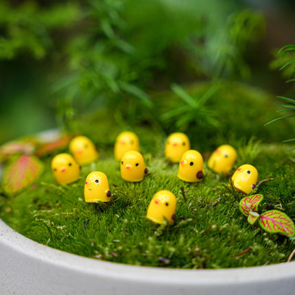 Little Chicks Class – Set of 10 - Miniature Figurines – 1 cm Tall - Yellow