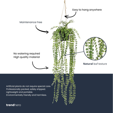 Artificial Ficus Pumila - Hanging plant in pot - 85 cm