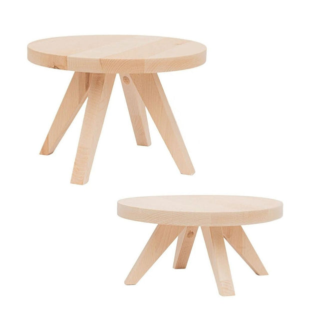 Tibbe - Wooden plant or terrarium stand - Set of 2 - Plant tables - 12 & 17 cm