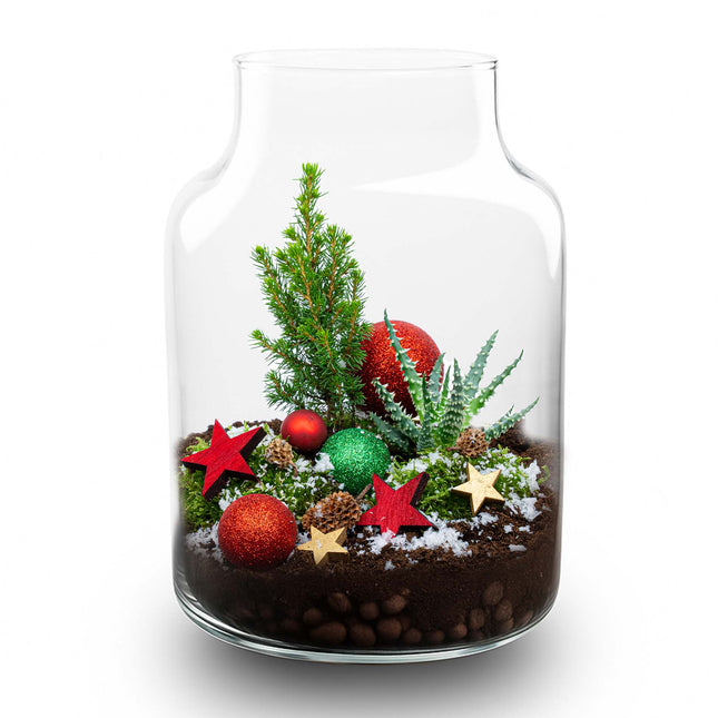 Frosty Christmas terrarium - Bottle garden DIY kit - Ø 17 cm ↑ 25 cm
