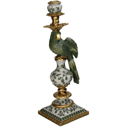 “Bird Polyresin Candle Holder Green 13x13x39cm