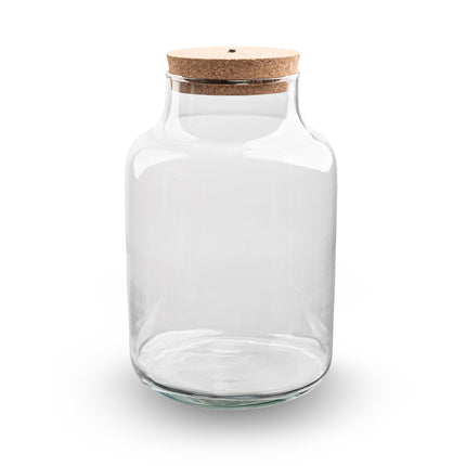 Terrarium with cork - Milky + led cork - Closed terrarium ↑30 cm