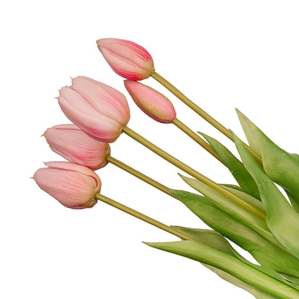 Strawberry Girl Vase + 10x Real Touch Pink Tulips – Silk Artificial Tulips