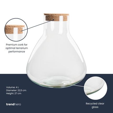 Terrarium bottle 'Sammie' with cork - Closed terrarium Ø 22.5 cm ↑ 27 cm