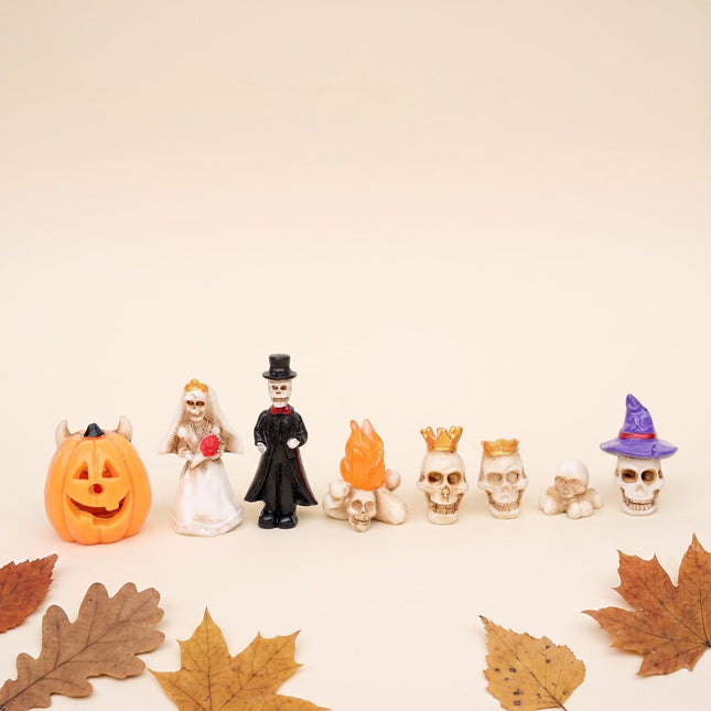 Skeleton Wedding - 8 pcs - Halloween Miniature figurines - ↑ 2-4 cm