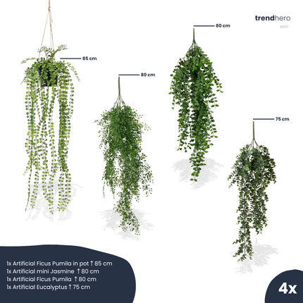Hanging plants XL - 4 pcs - Artificial Plants - Bundle set