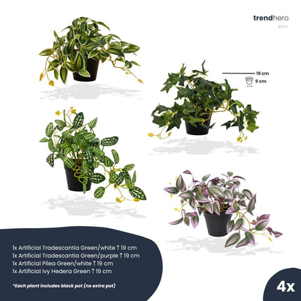 Hanging plants mix - 4 pcs - Artificial Plants - Bundle set