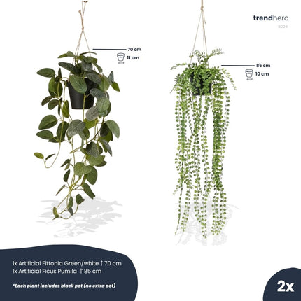 Potted hanging plants with rope - 2pcs - Artificial Plants - Bundle Set