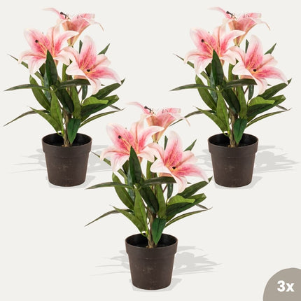 Lily pink -3 pcs- Artificial Plants - Bundle set