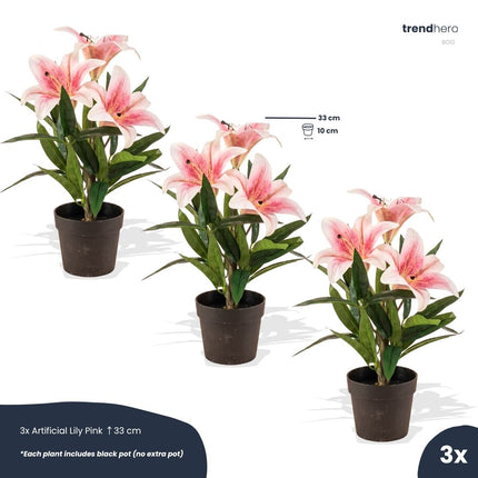 Lily pink -3 pcs- Artificial Plants - Bundle set