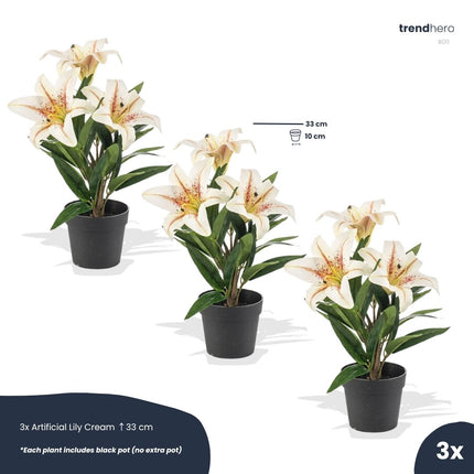 Lily cream 3 pcs - Artificial Plants - Bundle set