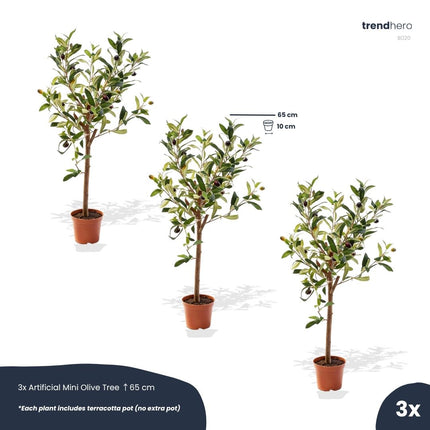 Mini Olive tree set - 3 pcs - Artificial Plants - Bundle set