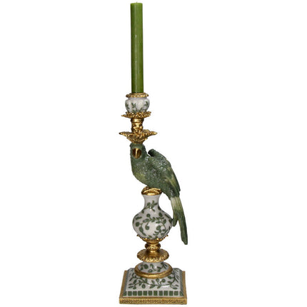 “Bird Polyresin Candle Holder Green 13x13x39cm