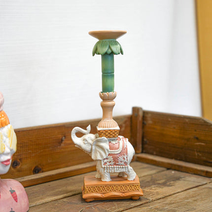 Candle holder - Elephant Natural Pink - Polyresin -  ↑ 15 cm
