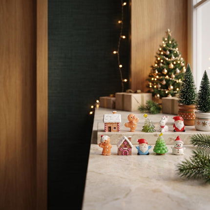 Gingerbread Christmas Village set - 10 pcs - Miniature ↔ 2-3,5