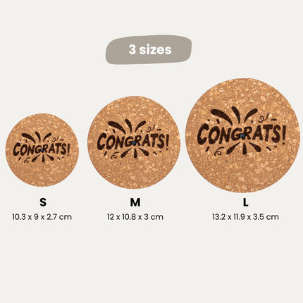 Engraved LED cork lid - 'CONGRATS' - Custom text - Available in 3 sizes