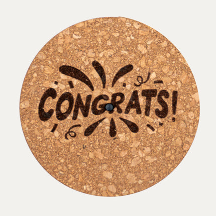 Engraved LED cork lid - 'CONGRATS' - Custom text - Available in 3 sizes