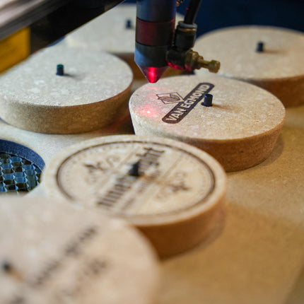 Custom logo engraving on cork