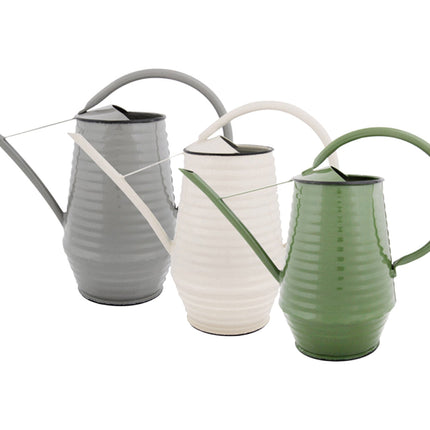Flower watering can - Zinc - 1 liter - Green - Gray - White
