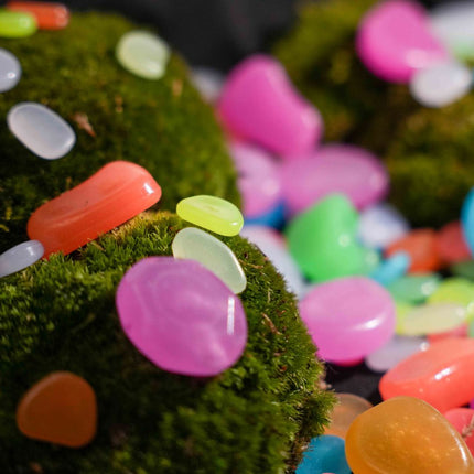 Glow Stones Medium - 12 pcs - Glow in the dark - Terrarium decoration - Aquarium decoration - Multicolor - 3-5 cm