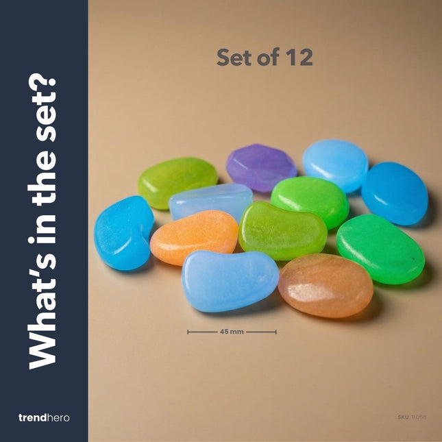 Glow Stones Medium - Glow in the dark - Terrarium decoration - Aquarium decoration - Multicolor - 12 -200 pcs - 3-5 cm