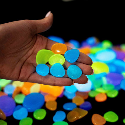 Glow Stones Small - 20 pcs - Glow in the dark - Terrarium decoration - Aquarium decoration - Multicolor - 1-2 cm