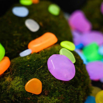 Glow Stones Small - 20 pcs - Glow in the dark - Terrarium decoration - Aquarium decoration - Multicolor - 1-2 cm