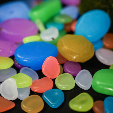 Glow Stones Medium - 12 pcs - Glow in the dark - Terrarium decoration - Aquarium decoration - Multicolor - 3-5 cm