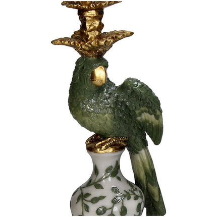 “Bird Polyresin Candle Holder Green 13x13x39cm