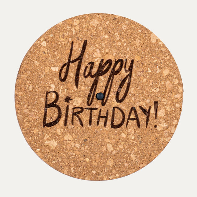 Engraved LED cork lid - 'HAPPY BIRTHDAY' - Custom text - Available in 3 sizes
