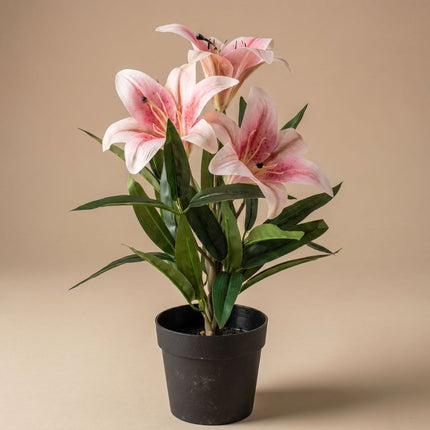 Lily in pot - Pink - Artificial plant - ↑ 33 cm