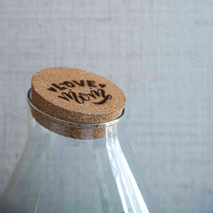 'LOVE MOM' terrarium Drop XL + Engraved cork - Bottle garden DIY kit – Ø 24 cm ↑ 37 cm - Mother’s Day