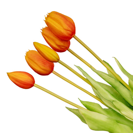 Vase Jessie Bow + 10x Real Touch Tulip Orange