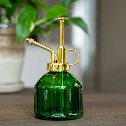 Plant mister - Waterer - Glass Gardening Sprinkler - Green Glass - ↑ 16 cm