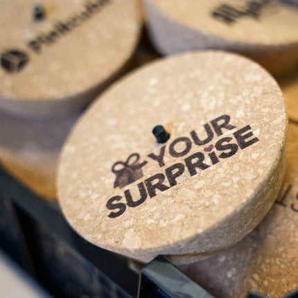 Custom logo engraving on cork