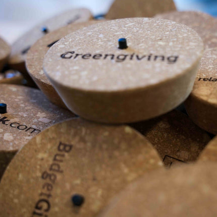 Custom logo engraving on cork