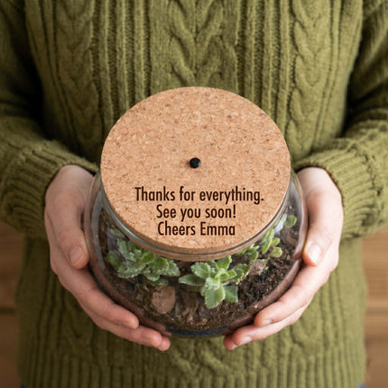 Custom text engraving on cork