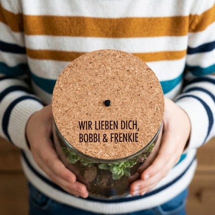 Custom text engraving on cork