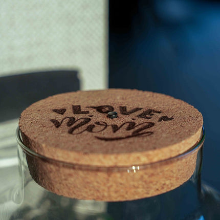 Engraved LED cork lid - 'LOVE MOM'