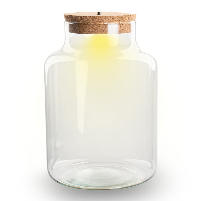 Terrarium bottle 'Little Milky' - Incl. LED cork - Closed terrarium Ø 17 cm ↑ 25 cm